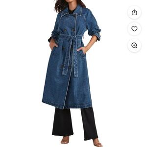 Stylish Blue Denim Trench Coat